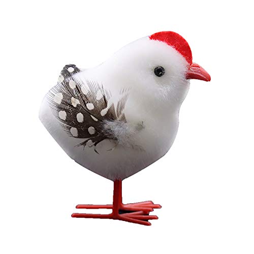 Mini Plüsch Osterküken Osterdeko Ostern Küken Tischdeko Plüschküken zum Basteln, Mini Küken Figuren 3D Handwerk Landschaft Desktop Skulptur Puppenhaus Osterfest Dekoration Party (White, One Size) von Glücksvogel