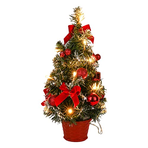 Mini Weihnachtsbaum Kleiner Weihnachtsbaum Tisch Weihnachtsbaum Klein Künstlich Geschmückt für Weihnachten Deko Mini Tischplatte Tannenbaum Weihnachtsfeier Dekoration Miniatur (Red, One Size) von Glücksvogel