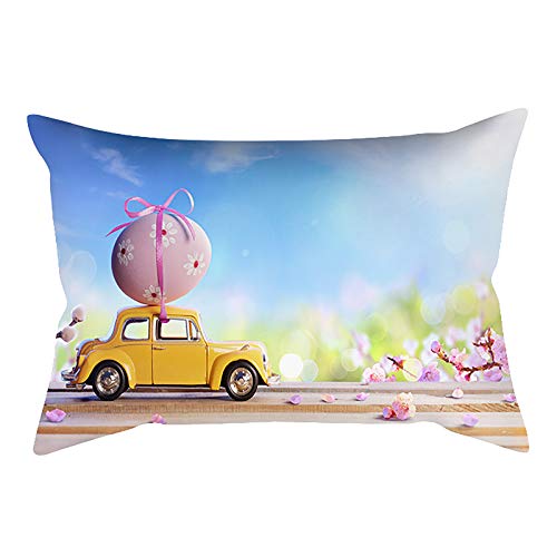 Osterdeko Hasen Blumen Kissenhülle Modern Ostern Kissenbezug Frohe Ostern Frühling Sommer Saisonnal Deko Easter Ostereier Häschen Zierkissenbezug Couch Wohnzimmer Kissenbezug, 30x50 cm (G, One Size) von Glücksvogel