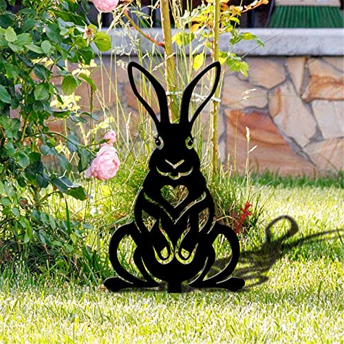Osterdeko Osterhase Frühlings Deko Ostern Osterhase Garten Gartenstecker Kaninchen-Form Gartendeko Osterstecker Osterhasen Figuren Draußen Deko Ostern Geschenke Gartendeko Metall Deko (B, One Size) von Glücksvogel