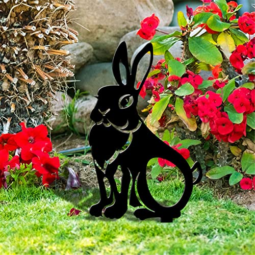 Osterdeko Osterhase Frühlings Deko Ostern Osterhase Garten Gartenstecker Kaninchen-Form Gartendeko Osterstecker Osterhasen Figuren Draußen Deko Ostern Geschenke Gartendeko Metall Deko (D, One Size) von Glücksvogel