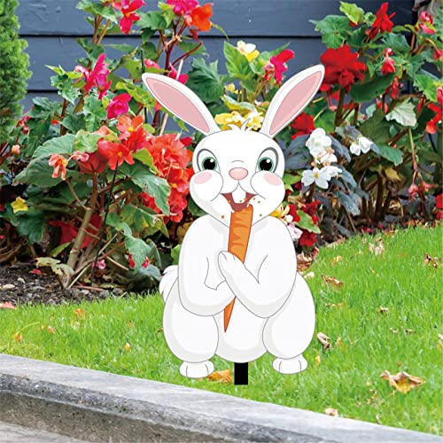 Osterdekoration Hase Gartenstecker Gartendeko Frühling Deko Osterhase Dekofigur Indoor Outdoor Osterdeko Osterliche Figuren Festlich Hase Figuren Deko für Rasen, Straße, Freien, (White, One Size) von Glücksvogel