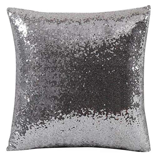 Pailletten Kissen Dekorativ Glitzer Pailletten Kissenbezug Zierkissen 40 x 40 cm Pailletten Kissenbezüge Dekokissen Kissenhülle mit Verstecktem Reißverschluss für Sofa Auto Zuhause (Beige, One Size) von Glücksvogel