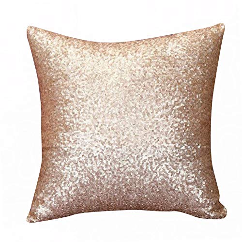 Pailletten Kissen Dekorativ Glitzer Pailletten Kissenbezug Zierkissen 40 x 40 cm Pailletten Kissenbezüge Dekokissen Kissenhülle mit Verstecktem Reißverschluss für Sofa Auto Zuhause (Gold, One Size) von Glücksvogel