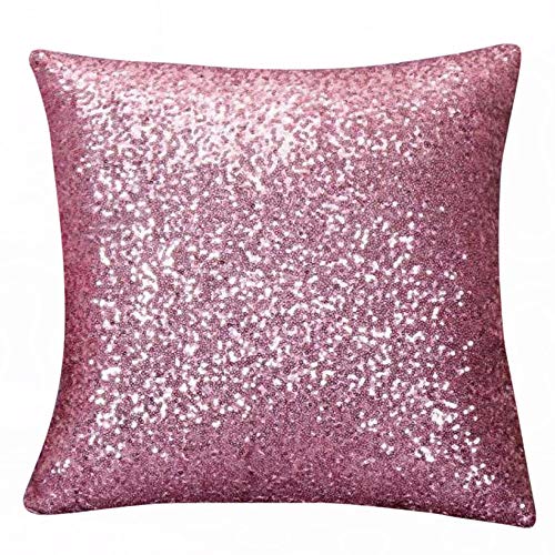 Pailletten Kissen Dekorativ Glitzer Pailletten Kissenbezug Zierkissen 40 x 40 cm Pailletten Kissenbezüge Dekokissen Kissenhülle mit Verstecktem Reißverschluss für Sofa Auto Zuhause (Pink, One Size) von Glücksvogel