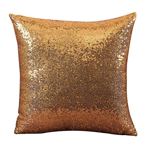 Pailletten Kissen Dekorativ Glitzer Pailletten Kissenbezug Zierkissen 40 x 40 cm Pailletten Kissenbezüge Dekokissen Kissenhülle mit Verstecktem Reißverschluss für Sofa Auto Zuhause (Yellow, One Size) von Glücksvogel