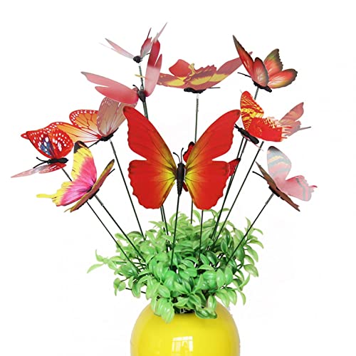 Schmetterlinge Deko Gartendeko, 12 Stück Schmetterlinge Stangen Pflanzkasten Dekoration Garten Ornamente Topfstecker Dekostecker Blumentopf PVC, Bunt für Garten, Terrasse, Pflanztopf, Home von Glücksvogel