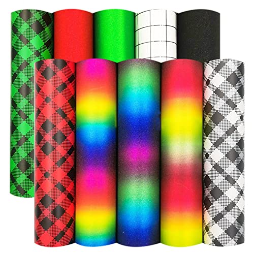 Vinylfolie Plotterfolie Textil Regenbogen, 30 x 25 cm, Heat Transfer Folie Plotter DIY Transferpapier zum Aufbügeln, Vinyl Folie Wärmeübertragungsfolie Bastelfolie, für T-Shirts, Textil Handwerk von Glücksvogel