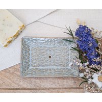 Rechteckige Seifenschale Aus Keramik in Grau-Beige Mit Mandala Muster, Seifenablage Handgetöpfert von GluecksvogelCeramics