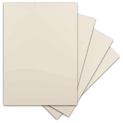 Glüxx-Agent 100 Blatt DIN-A5 Tonkarton -300 g/m² Bastel-Papier - 14,8 x 21 cm - Farbe Creme-Vanille - geprägte Leinen-Struktur - Tonzeichenpapier zum Basteln - Fotokarton von Glüxx-Agent