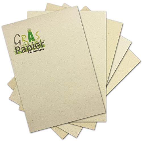 50x ÖKO Einzelkarte ohne Falz aus Graspapier DIN A6 - 10,5 x 14,8 cm - Recycling Papier 280 g/m² - Umwelt Bastelpapier für Einladungen und Grußkarten - Glüxx Agent von Glüxx-Agent