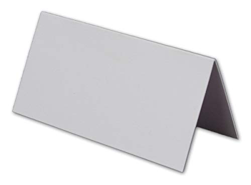 Glüxx-Agent 75 kleine weiße neutrale universale stabile einfarbige Blanko -Tischkarten 8x4 cm Namens-Schilder Sitzkarten Platzkarten Preisschilder Tisch-Aufsteller mit JEDEM Stift beschreibbar von Glüxx-Agent