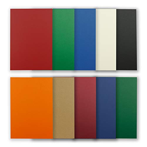 Glüxx Agent 200 Blatt Tonkarton DIN A4 - Bunt 10 Farben Dunkel - 240 g/m² Dicker Bastelkarton - 21,0 x 29,7 cm Pappe zum basteln für Fotoalbum Menükarte Bedruckbar DIY kreativ Sein von Glüxx Agent