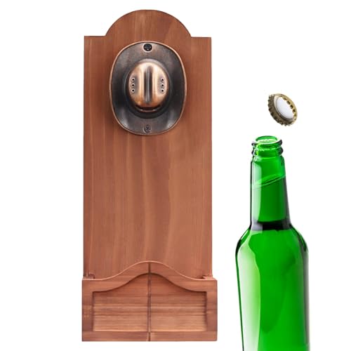 Bieröffner Wandmontage,Holz Getränkeöffner | Stylischer Bar Flaschenöffner Mit Deckelauffangbox – Praktisch Für Küche Wohnzimmer & Perfektes Geschenk Für von Glugahrif