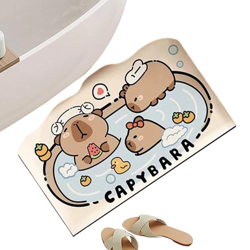 Glugahrif Die Duschmatte - rutschfeste Badematte Capybara Motiv - Schnelltrocknende Weiche Matte Absorbierend Diatomeenerde Für Dusche Badewanne von Glugahrif