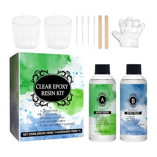 Epoxidharz 2 x 85 g – schnelle Aushärtung, transparent, Anti-Vergilbung, selbstnivellierend | für Reparatur von Schmuck, Handwerk, Hochglanz Epoxidharz 2 x 85 g – schnelle Aushärtung, transparent, Anti-Vergilbung, selbstnivellierend | für Reparatur von Schmuck, Handwerk, Hochglanz von Glugahrif