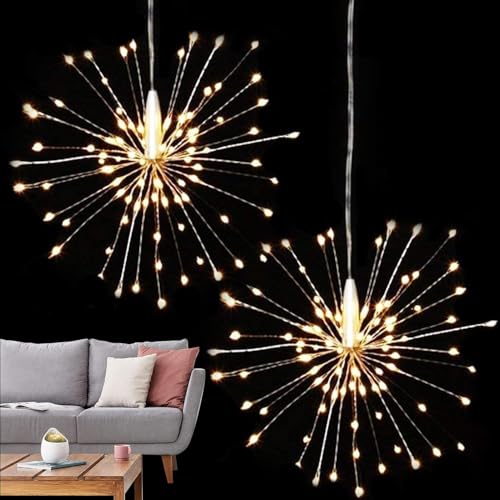 Feuerwerk mit Fernbedienung | Löwenzahn Licht Garten Kupferdraht LED 120 LED Deckendeko Feengarten mit Fernbedienung für Schlafzimmer Weihnachten von Glugahrif