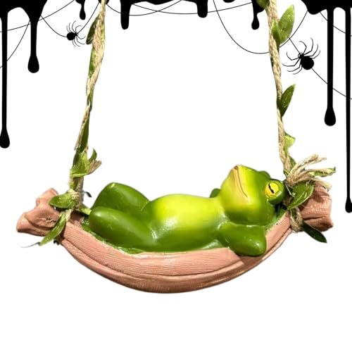 Garten-Froschstatue | Skulptur aus Kunstharz, Frosch, schlafend auf Schaukel, niedliche Tierfigur für Außenbereich, Veranda, Baum, Balkon, Terrasse, Rasen | Dekoration für Haus und Garten-Froschstatue | Skulptur aus Kunstharz, Frosch, schlafend auf Schaukel, niedliche Tierfigur für Außenbereich, Veranda, Baum, Balkon, Terrasse, Rasen | Dekoration für Haus und von Glugahrif