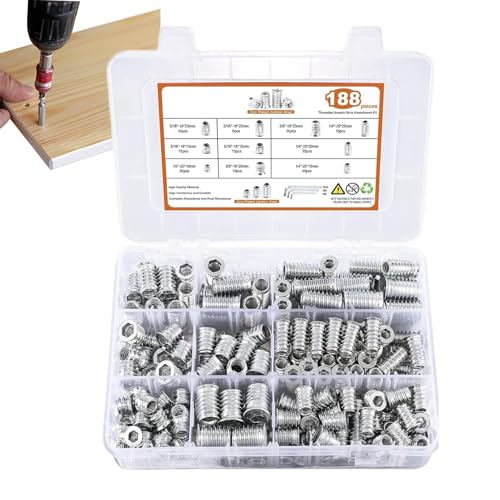 Gewindebolzenverbinder, Sortiment D Sechskantmuttern für Möbel – Set mit Bolzen mit Inbusschlüssel für Sperrholz, Faserplatten, Haushaltsmöbel von Glugahrif