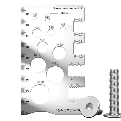 Gewindeprüfer | Schrauben Messlineal,Tragbarer Edelstahl Größenerkenner für Kfz Profis Handwerker von Glugahrif