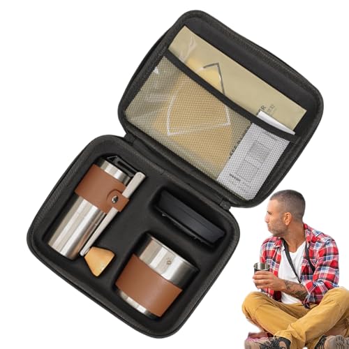 Glugahrif Camping Kaffeemaschine | Kaffeefilter Set Mit Tragetasche,Multifunktionale Bohnenmühle Tragbares Zubehörset Für Zuhause Auto Picknick von Glugahrif