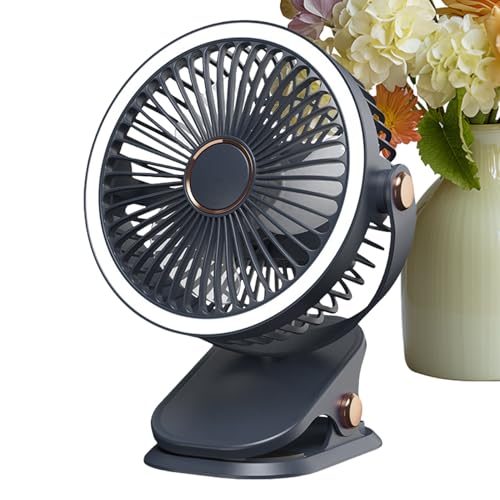 Glugahrif Klemmventilator Fürs Bett | Tischventilator Mit Klemme,Wiederaufladbar Mit 5 Geschwindigkeitsstufen, Zu Hause Im Büro Unterwegs von Glugahrif