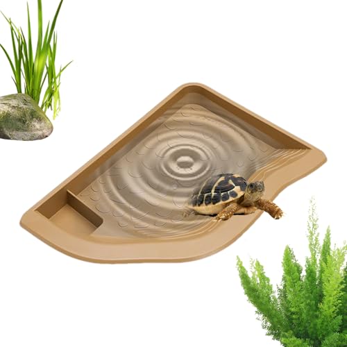Glugahrif Reptilien Wasserschale,Reptilien Badebecken - Große Landschafts Teichschale Für Aquarium Bartagame Aquatische Kletternde Haustierschildkröten Schlangen von Glugahrif