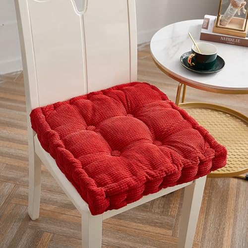 2er Set Stuhlkissen, Sitzkissen 40 * 40cm für Indoor und Outdoor, Bodenkissen, aus 100% Baumwolle Polsterung Steppkissen/Bodenkissen, Festes Bodenkissen,Yogakissen, Haustierbett, Rot von Gluhbirnen