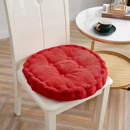 2er Set Stuhlkissen, Sitzkissen 45 * 45cm für Indoor und Outdoor, Bodenkissen, aus 100% Baumwolle Polsterung Steppkissen/Bodenkissen, Festes Bodenkissen,Yogakissen, Haustierbett, Rot von Gluhbirnen