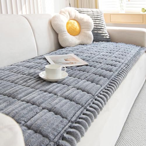 Gluhbirnen Dicke Sofabezug, Sofa Überzug, Universal Couch Decke aus Cord für 2 3 4 Sitzer, Couchschoner, Sofa Überwurfdecke, Anti-Rutsch Couch Überzug, Hellgrau, 60 * 210CM von Gluhbirnen
