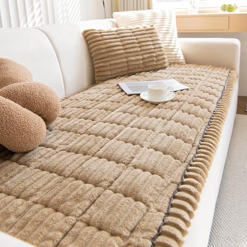 Gluhbirnen Dicke Sofabezug, Sofa Überzug, Universal Couch Decke aus Cord für 2 3 4 Sitzer, Couchschoner, Sofa Überwurfdecke, Anti-Rutsch Couch Überzug, Milchkaffee, 90 * 180CM von Gluhbirnen