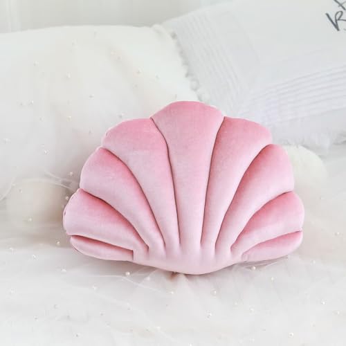 Gluhbirnen Kissen in Muschelform, Muschel-Kissen, Zierkissen Dekorative, Seashell Dekoratives Kissen, Gefülltes Kissen, Weiche Plüschfüllung, Rosa, 46 * 35CM von Gluhbirnen