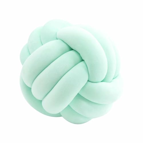 Gluhbirnen Knotenkissen, Kissen Knoten, Handgeflochtene Knoten, Rundes Kugelkisse, Zimmer Deko Aesthetic, 20CM, Mintgrün von Gluhbirnen