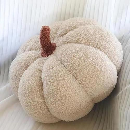 Gluhbirnen Kürbis Kissen, Kürbis Deko, Kürbis Überwurfkissen, Kürbiskissen Schlafzimmer Dekoration Dekoration, Halloween deko, Partybevorzugung, 20cm, Milchweiß von Gluhbirnen