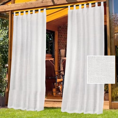 Gluhbirnen Outdoor Vorhang Blickdicht, 2 Tabletten Outdoor Vorhang Wetterfest, Outdoor Vorhang Wetterfest Mit Ösen, Sonnenschutz Balkon, Balkon Gardinen, Naturweiß, 132 * 241CM von Gluhbirnen