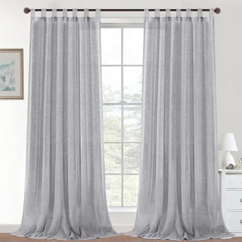 Gluhbirnen Outdoor Vorhang Wasserdicht, Balkon Gardinen, Outdoor Vorhänge, Vorhang Balkon, Gardinen mit Ösen, Terrasse Vorhänge, Grau, 274 * 132CM, 2er Set von Gluhbirnen