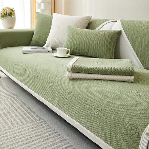 Gluhbirnen Sofa Überwurf, Sofaschoner rutschfest, Sofa Schoner, Couchschoner, Sofadecken für Sitzfläche, Schonbezüge Couch, Sofaschutz Hund/Katze, Matcha-Grün, 90 * 210CM von Gluhbirnen