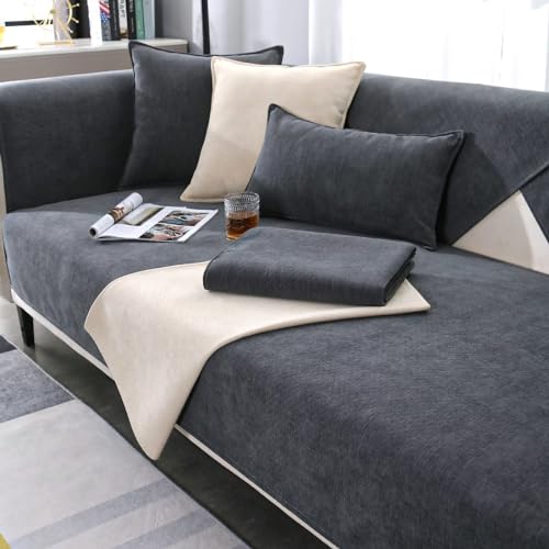 Gluhbirnen Sofa Überwurfdecke, Sofaschoner rutschfest, Sofa Überwurf, Hund Katze Sofa Überwurf Sofaschutz, Sofa Schoner, Couch Bezüge, Dunkelgrau, 70 * 180CM von Gluhbirnen