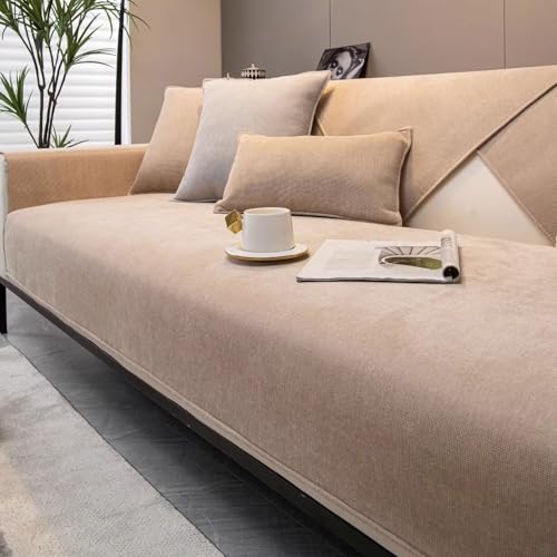 Gluhbirnen Sofa Überwurfdecke, Sofaschoner rutschfest, Sofa Überwurf, Hund Katze Sofa Überwurf Sofaschutz, Sofa Schoner, Couch Bezüge, Hellkaffee, 70 * 120CM von Gluhbirnen