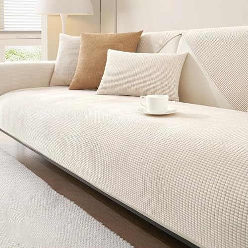 Gluhbirnen Sofa Überzug 1/2/3/4 Sitzer L Form, Überwurf Sofa Wasserdicht, Hund Katze Sofaschoner, Überwurfdecken für Sofa, Couch Überzug, Sofadecken für Sitzfläche, Beige, 110 * 240CM von Gluhbirnen