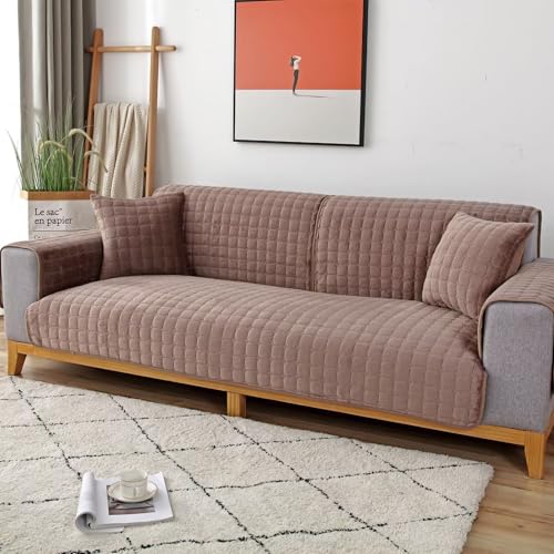 Gluhbirnen Sofa Überzug l Form, Sofadecken für Sitzfläche, Sofabezug 1 2 3 4 Sitzer, Weiche Chenille Couch Überzug, Überwurfdecken für Sofa, SofaDecke Überwurf, Leichter Kaffee, 90 * 160CM von Gluhbirnen