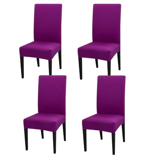 Gluhbirnen Stuhlhussen 4er Set, Stretch Abnehmbare Waschbar Stuhlbezug, Hussen für Stühle, Stuhlbezug Sitzfläche, Geeignet für Hotels, Bankette, Restaurants, Familien, Bonbonlila von Gluhbirnen