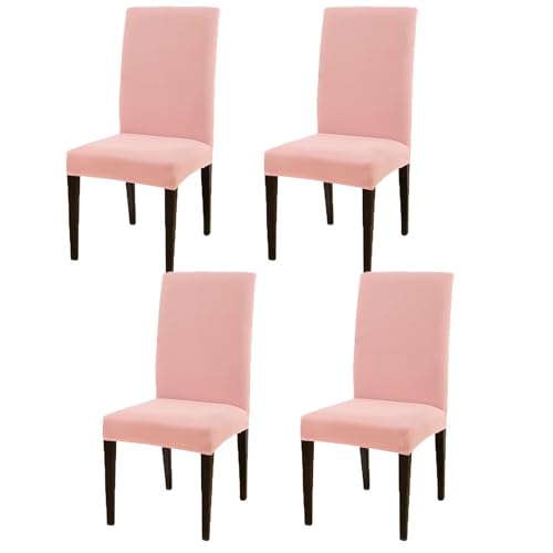 Gluhbirnen Stuhlhussen 4er Set, Stretch Abnehmbare Waschbar Stuhlbezug, Hussen für Stühle, Stuhlbezug Sitzfläche, Geeignet für Hotels, Bankette, Restaurants, Familien, Hellrosa von Gluhbirnen