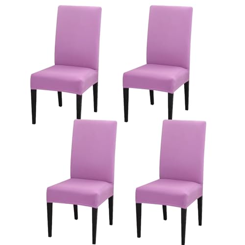 Gluhbirnen Stuhlhussen 4er Set, Stretch Abnehmbare Waschbar Stuhlbezug, Hussen für Stühle, Stuhlbezug Sitzfläche, Geeignet für Hotels, Bankette, Restaurants, Familien, Hellviolett von Gluhbirnen