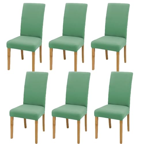 Gluhbirnen Stuhlhussen 6er Set, Stretch Abnehmbare Waschbar Stuhlbezug, Hussen für Stühle, Stuhlbezug Sitzfläche, Geeignet für Hotels, Bankette, Restaurants, Familien, Avocadogrün von Gluhbirnen