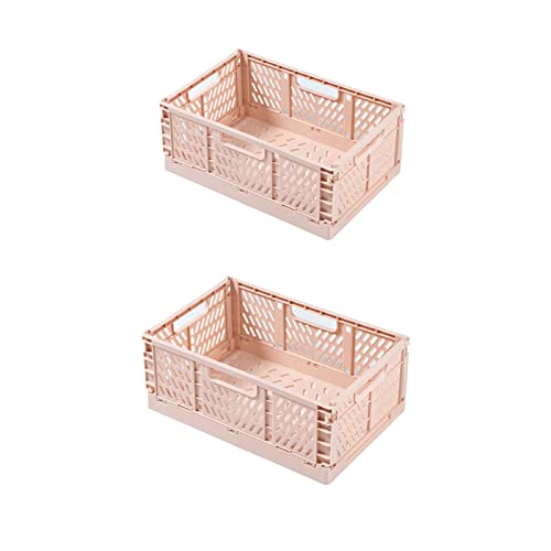 klappkiste, klappkiste Faltbar Stabil, Klappboxen mit Tragegriff zum Einfachen Transport, Klappbox Geeignet für Büro, Schlafzimmer, Badezimmer, 30,5 * 20,3 * 12,5cm, 2 Stück, Rosa von Gluhbirnen