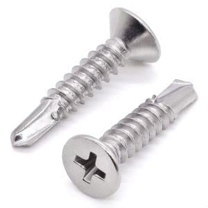 (30 Stück) M6,3 x 32 mm Senkkopf-Kreuzschlitz-Antrieb, selbstbohrende Schrauben, 410 Edelstahl, Flachkopf-Holzschrauben, selbstschneidende Schrauben von Glvaner