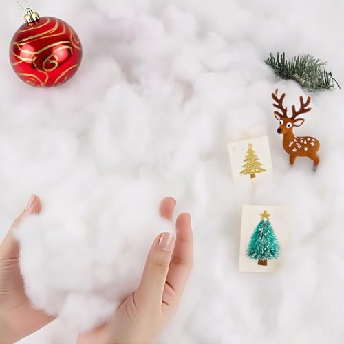 GlyinnHe Künstliche Schnee-Dekoration, künstliche Wolken, Schnee, Baumwoll-Schnee-Flaum-Dekor, künstlicher Schnee für Winterdorf, schwer entflammbar, für den Innenbereich, 100 g von GlyinnHe