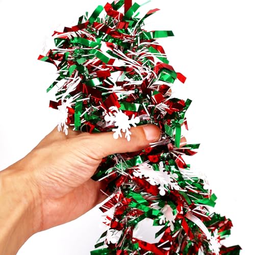 GlyinnHe Weihnachts-Lametta-Girlande, Metallic-Lametta-Girlande, glitzernde Folie, Dekoration für Weihnachtsbaum, Hochzeit, Party, 90 cm von GlyinnHe