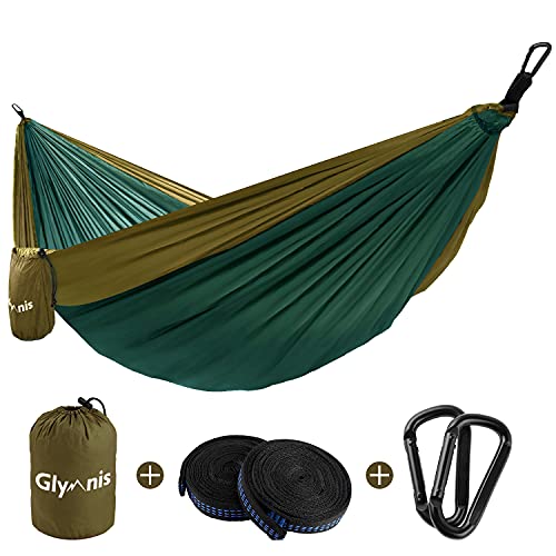 Glymnis Hängematte Ultraleicht Outdoor Reisehängematte Reise Hammock mit Aufhängeseilen und Stahlkarabinern Tragkraft bis 300 kg von Glymnis